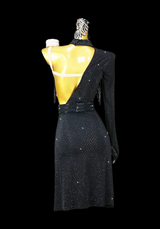 Fully-stone Asymmetrical one sleeve Latin/Tango dress