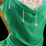 Emerald draped Latin dance dress