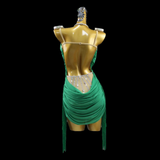 Emerald draped Latin dance dress