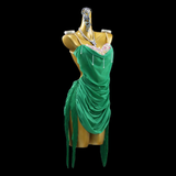 Emerald draped Latin dance dress