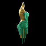 Emerald draped Latin dance dress