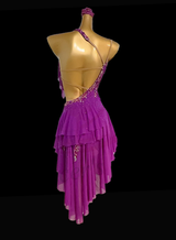 Hot magenta ruffles Latin dance dress