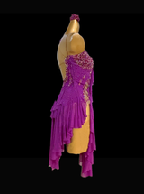 Hot magenta ruffles Latin dance dress