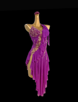 Hot magenta ruffles Latin dance dress