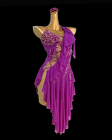 Hot magenta ruffles Latin dance dress