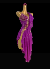 Hot magenta ruffles Latin dance dress