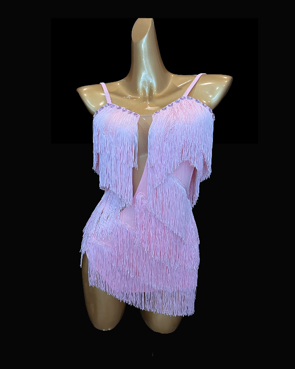 Light pink tassle Latin dress – Dance Life NYC