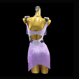 Lilac tassel Latin dance costume