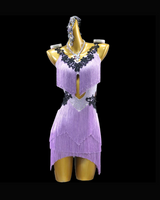 Lilac tassel Latin dance costume