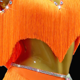Hot orange asymmetrical fringes Latin dress