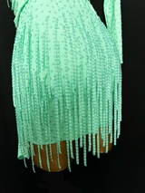 Fully stone spearmint Latin dance dress