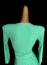 Fully stone spearmint Latin dance dress