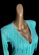 Fully stone spearmint Latin dance dress