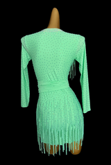 Fully stone spearmint Latin dance dress