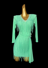 Fully stone spearmint Latin dance dress