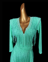 Fully stone spearmint Latin dance dress