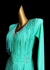 Fully stone spearmint Latin dance dress