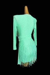 Fully stone spearmint Latin dance dress
