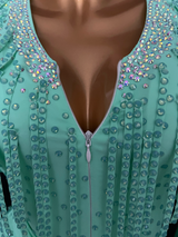 Fully stone spearmint Latin dance dress