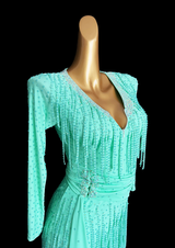 Fully stone spearmint Latin dance dress