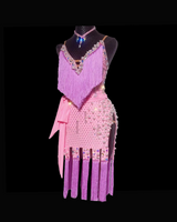 Sugar pink tassel Latin dance dress