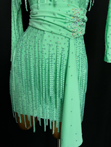 Fully stone spearmint Latin dance dress