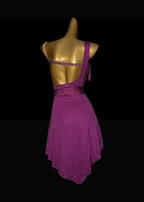Fully stone very berry cross shoulder Latin dance dress