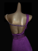 Fully stone very berry cross shoulder Latin dance dress