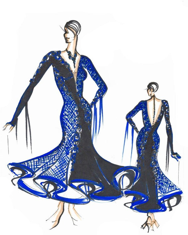 Blue Ballroom Dance Dress
