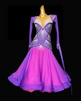 Fully stone fuchsia pink ballroom dance gown