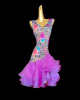 Hot magenta floral latin dance dress