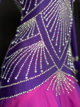 Fully stone fuchsia pink ballroom dance gown