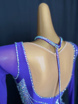 Fully stone fuchsia pink ballroom dance gown