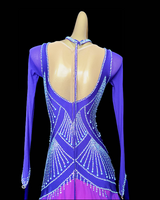 Fully stone fuchsia pink ballroom dance gown