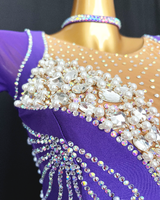 Fully stone fuchsia pink ballroom dance gown