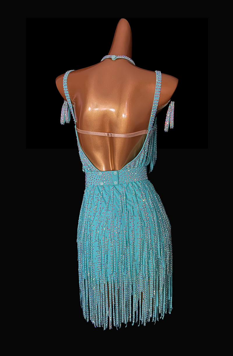 Blue lagoon Latin dance dress