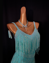 Blue lagoon Latin dance dress