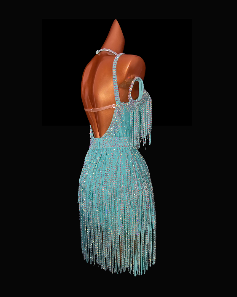 Blue lagoon Latin dance dress