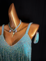 Blue lagoon Latin dance dress