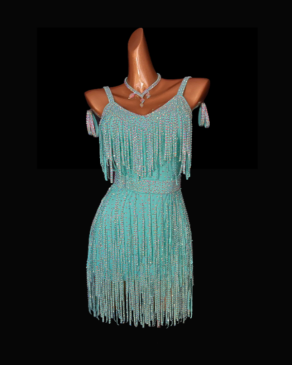 Blue lagoon Latin dance dress