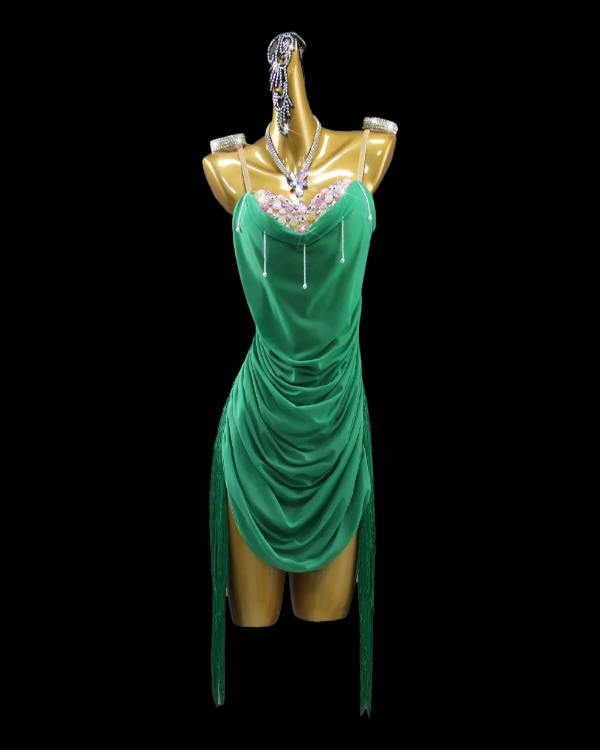 Emerald draped Latin dance dress – Dance Life NYC