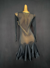 Gold Beaded Tassel Latin Dance Dress/Pre order product