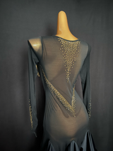Gold Beaded Tassel Latin Dance Dress/Pre order product