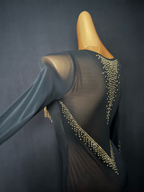 Gold Beaded Tassel Latin Dance Dress/Pre order product
