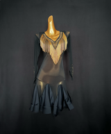 Gold Beaded Tassel Latin Dance Dress/Pre order product