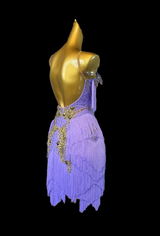 Open back lilac tassel Latin dance dress