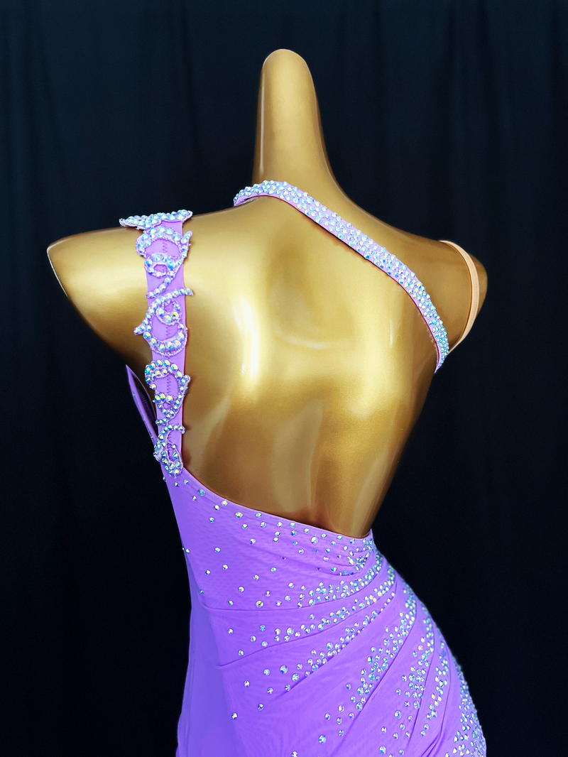 purple latin dance dress Purple Latin Dance Dress With Fringe and Feathers Purple Rhythm Dress L0015
