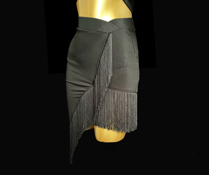 Asymmetrical Latin dance tassel skirt