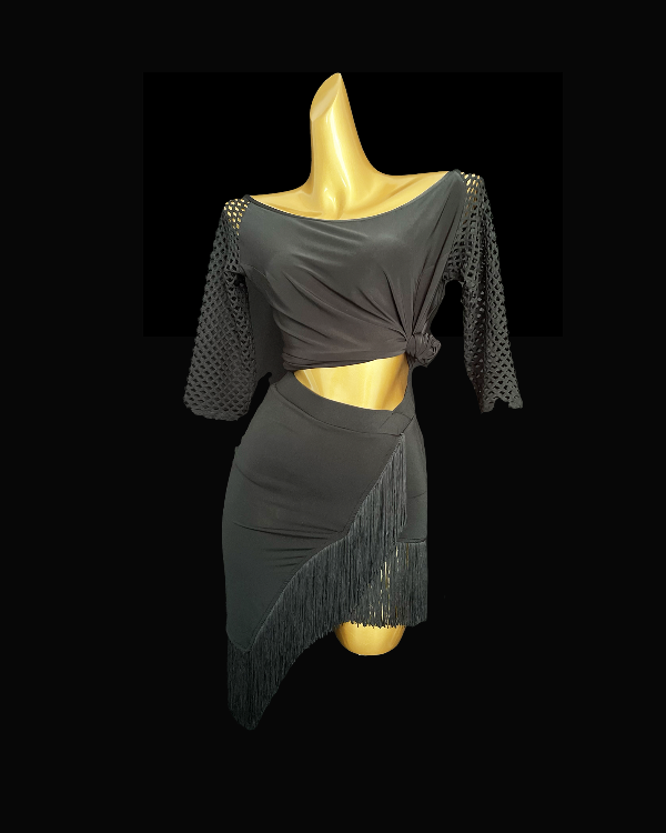 Asymmetrical Latin dance tassel skirt