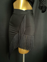 Asymmetrical Latin dance tassel skirt